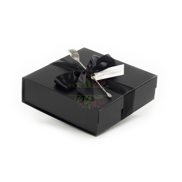 Luxury Black Square Magnetic Folder Gift Box with Ribbon