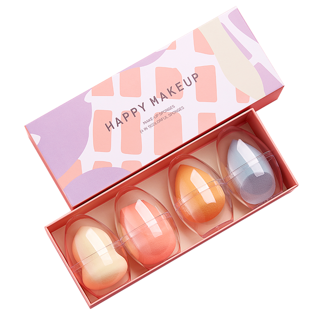 E-Commerce Mini Clear Makeup Make Up Sponge Set Gift Paper Box Beauty Blender Packaging Box