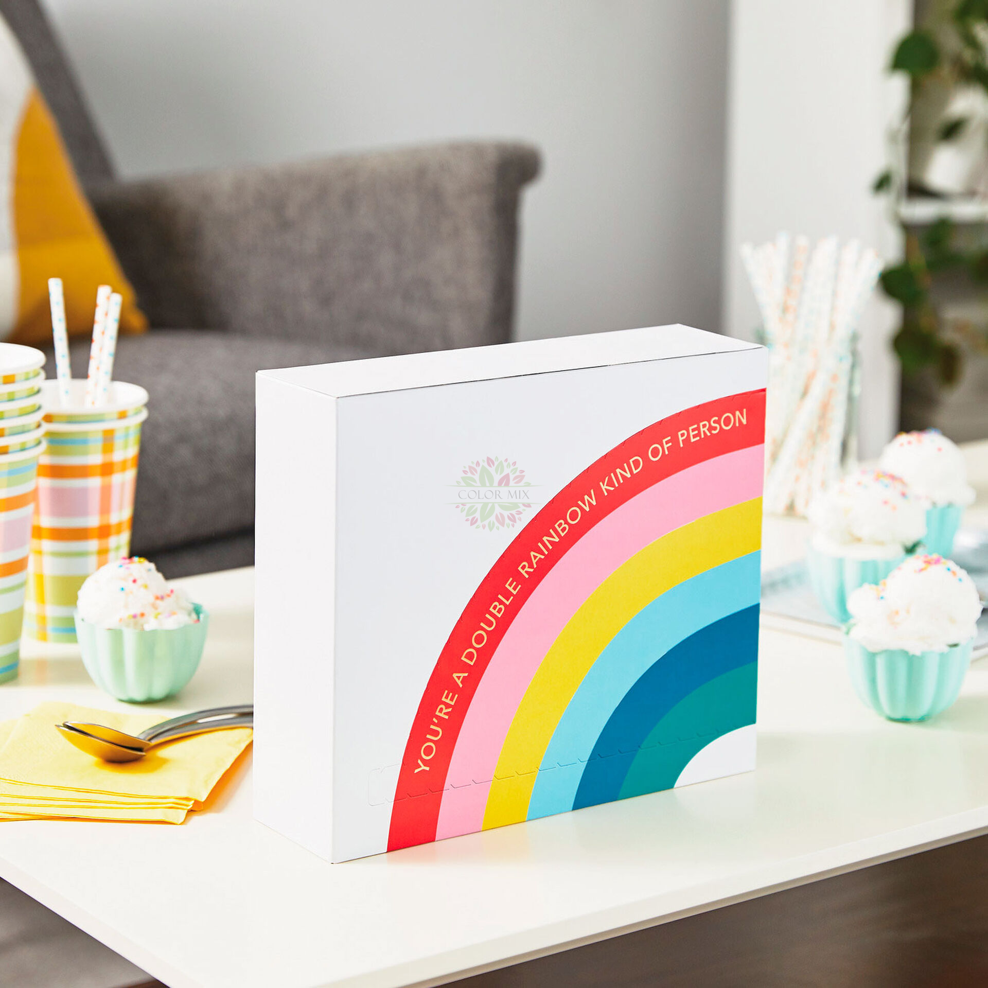 Color Rainbow Gift Packaging Box For Kid Party